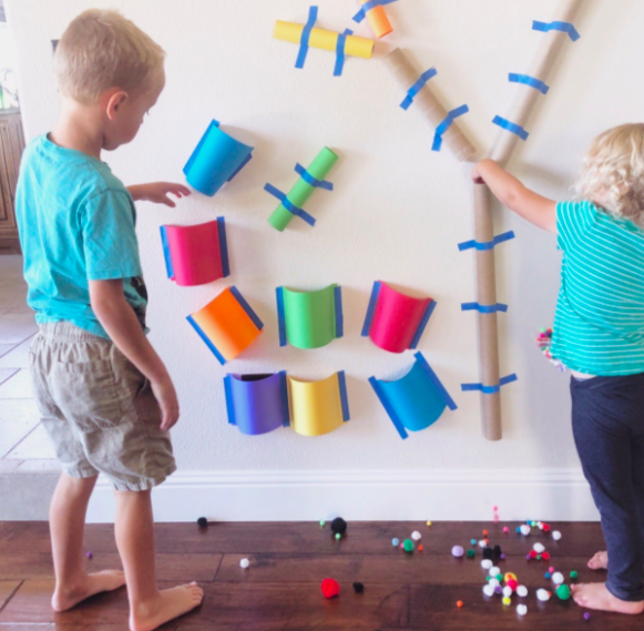 pom pom obstacle wall for kids
