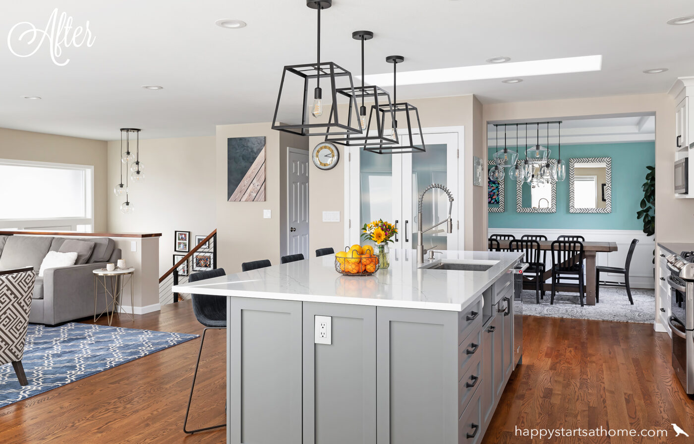 Open Split Level Kitchen Living Room